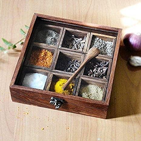 Wooden Spice Box Container