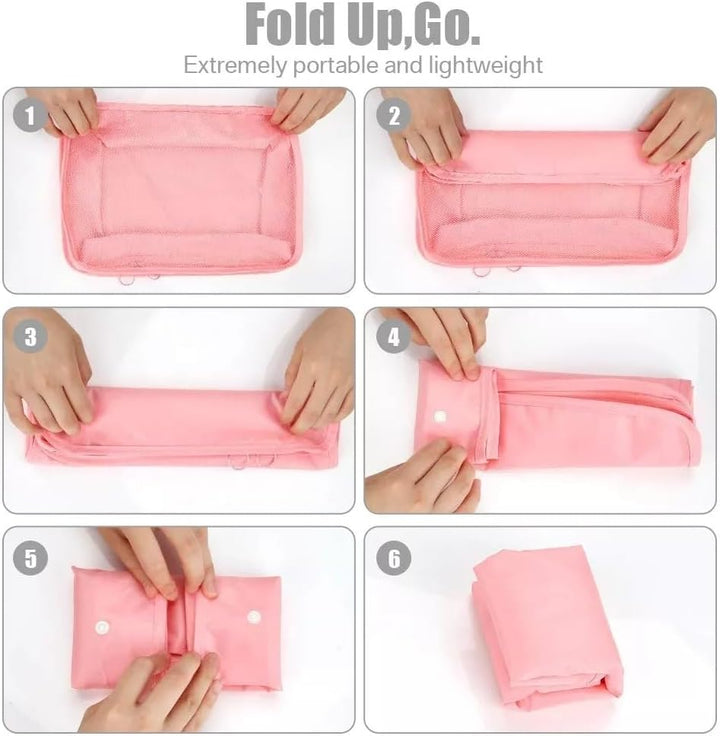 8-Piece Pink Travel Packing Cubes Set – Waterproof Luggage Organizers