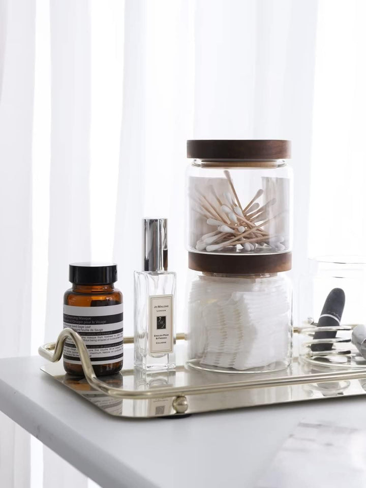 8-Pack 480ML Glass Food Storage Jars with Acacia Wood Lids & Preprinted Labels