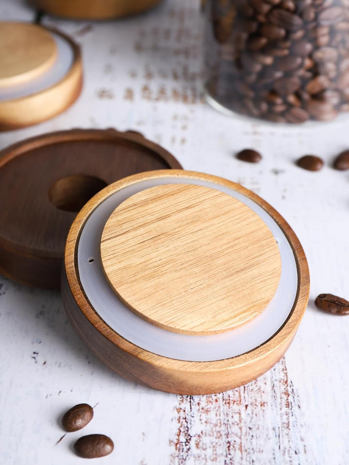 8-Pack 480ML Glass Food Storage Jars with Acacia Wood Lids & Preprinted Labels