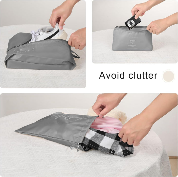 8-Piece  Grey Travel Packing Cubes Set – Waterproof Luggage Organizers