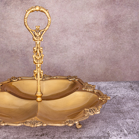 PuRE Brass AALAM  SERVING PLATTER WITH HANDLE by Quesera