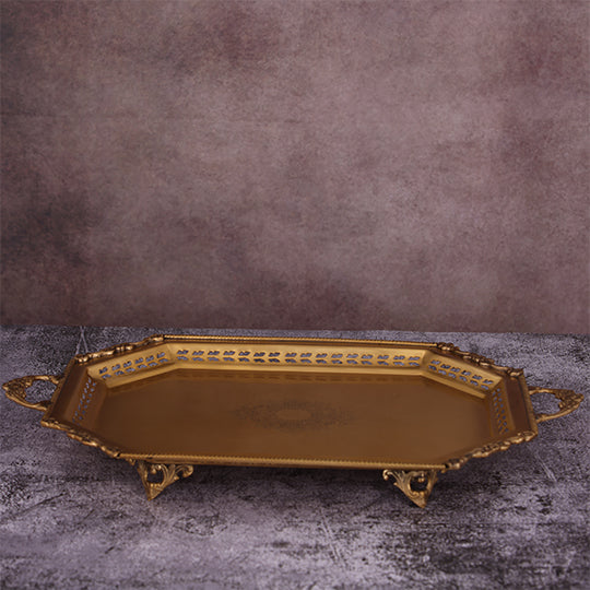 Decorative Antique Accent Brass Tray with detailed edges