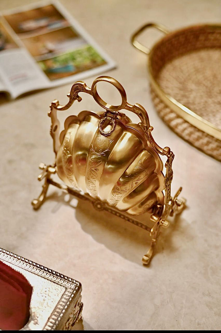 Polished vintage brass serving tray