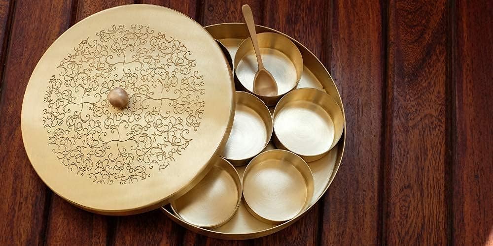 Handcrafted Brass Spice Box Set