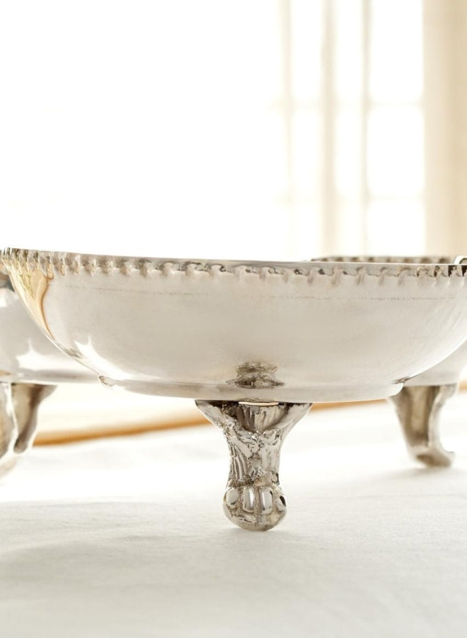 Brass and Silver plated  Triple Bowl Serving Dish with Stand