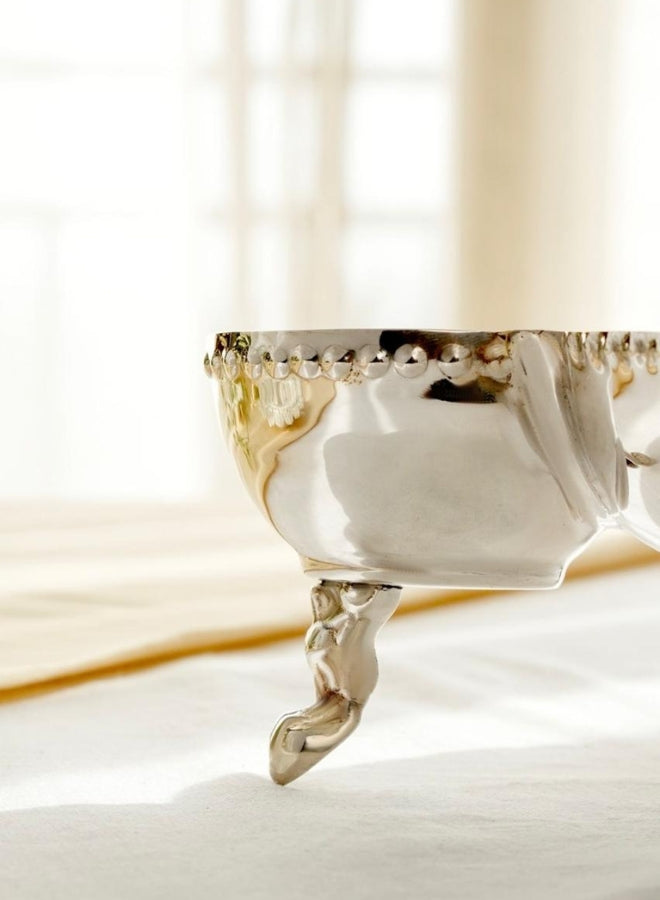 Brass and Silver plated  Triple Bowl Serving Dish with Stand