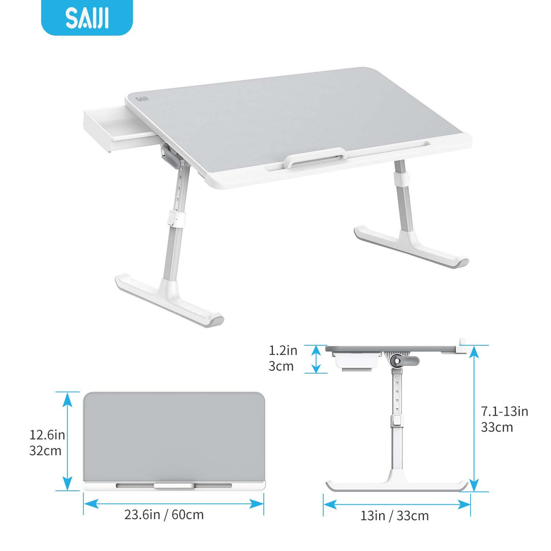 Saiji Foldable Lap Tablet Table for Sofa Couch Floor <br>(Gray,Large)