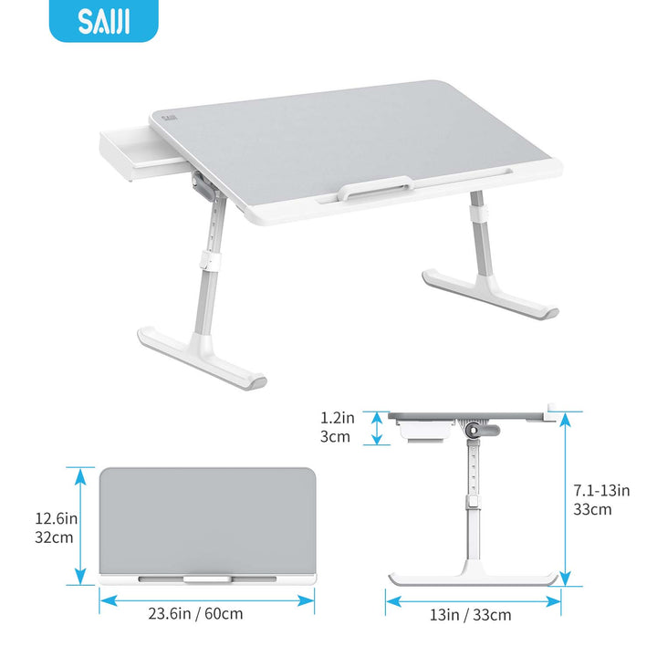 Saiji Foldable Lap Tablet Table for Sofa Couch Floor <br>(Gray,Large)