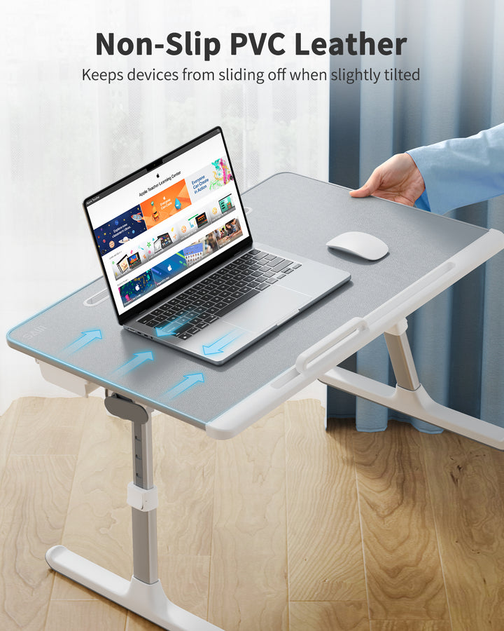 Saiji Foldable Laptop Table with Storage Drawer <br>(Grey, X-Large)