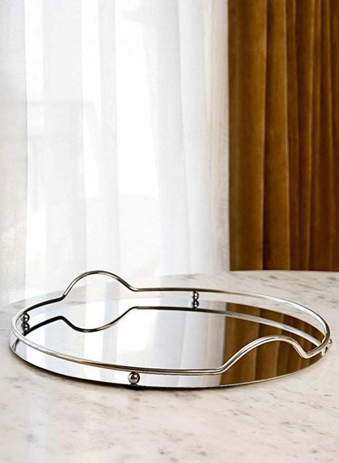 Luxury Round Glass Silver Mirror Tray  by Casa Quesera
