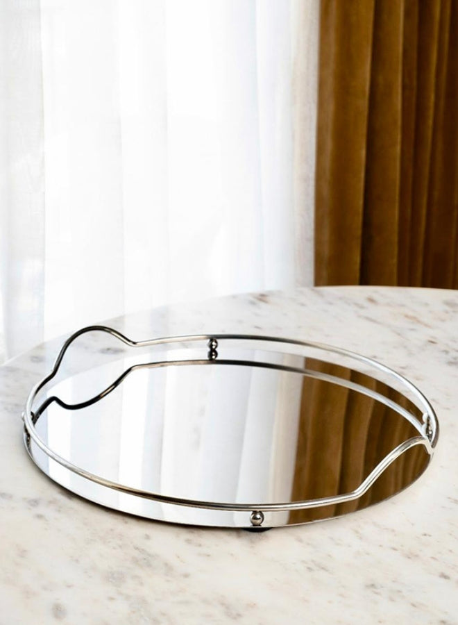 Luxury Round Glass Silver Mirror Tray  by Casa Quesera