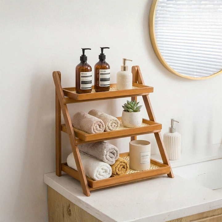 3-Layer Handwoven Rattan & Bamboo Organizer