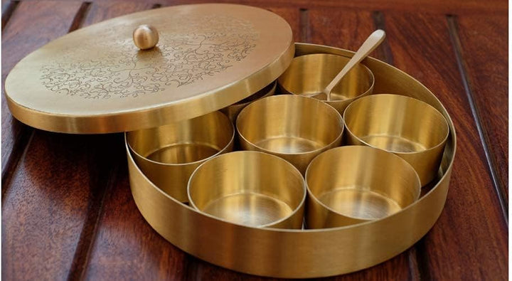 Handcrafted Brass Spice Box Set