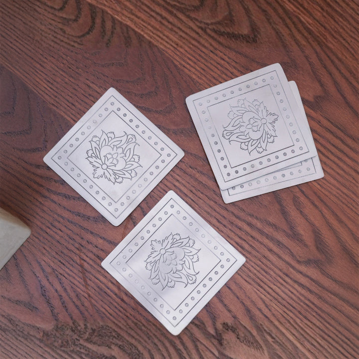 Square Amara silver , Brass Coasters, set of four
