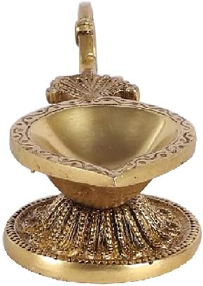 Brass Diya with Curved Handle