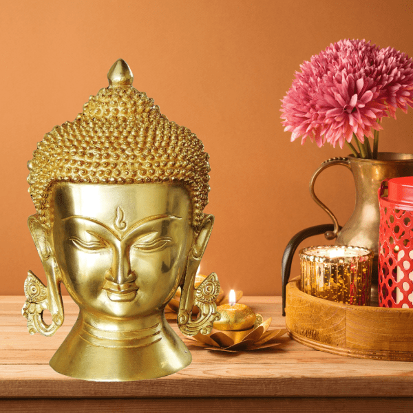 Lord Buddha Head - Brass Statue