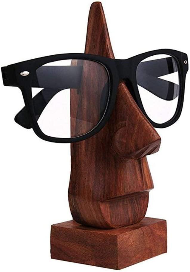 Classic Hand Made Sheesham Wood Nose Shaped Spectacle Display Holder Stand - QUESERA OFFICIAL