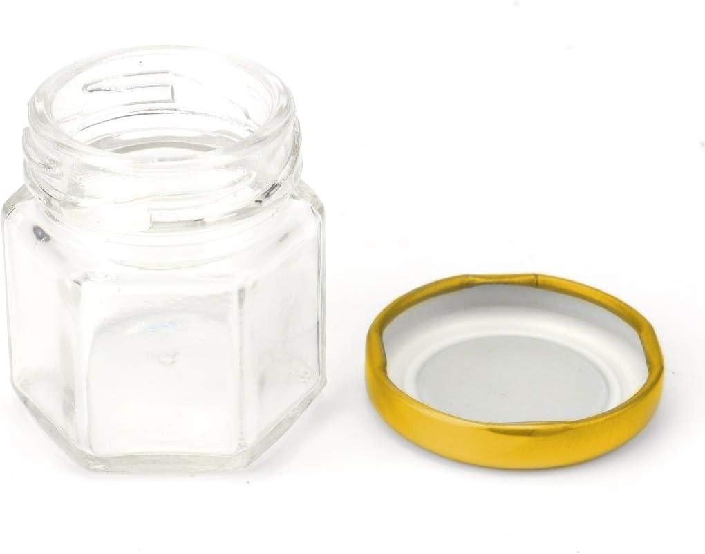 Mini Hexagon Honey Jars with Golden lids