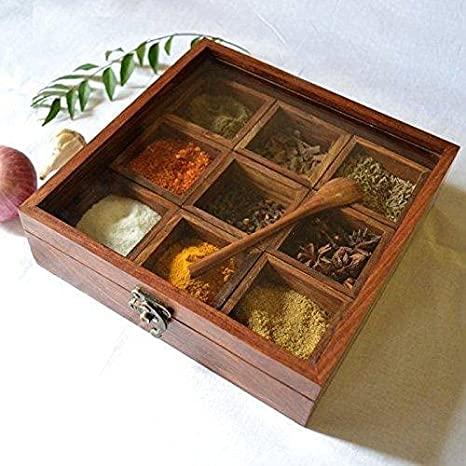 Wooden Spice Box Container