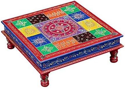 Multicolor Square Pooja Chowki