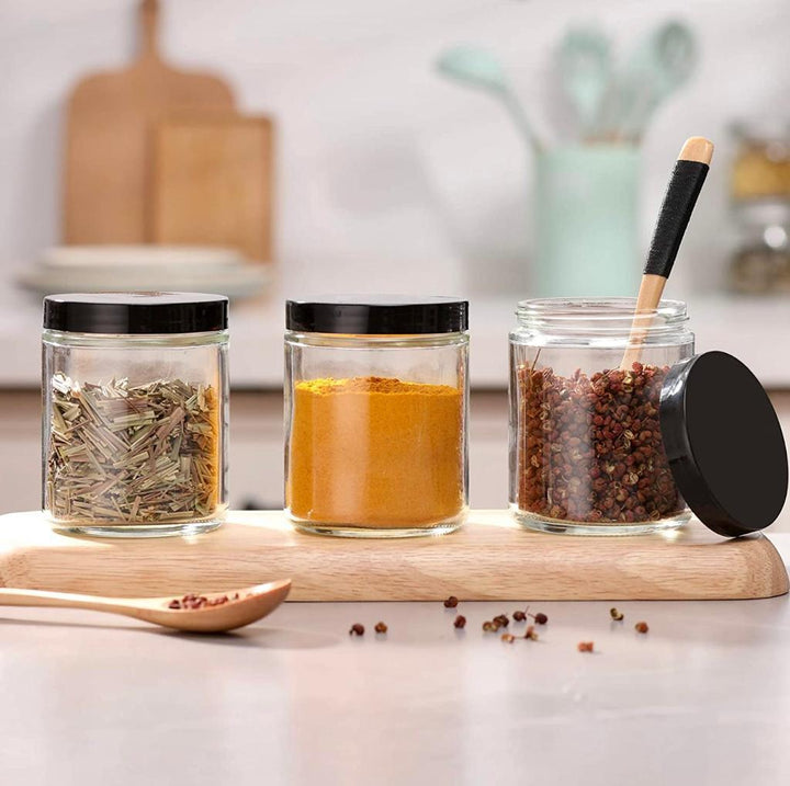 Black Lid Glass Jars with Lids