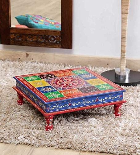 Multicolor Square Pooja Chowki