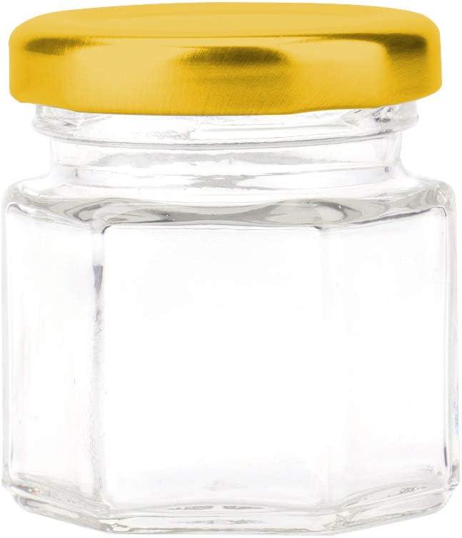 Mini Hexagon Honey Jars with Golden lids