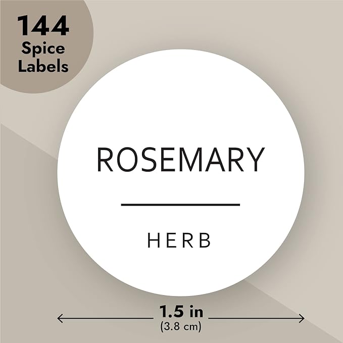 144 Preprinted Spice Jar Labels Water Resistant