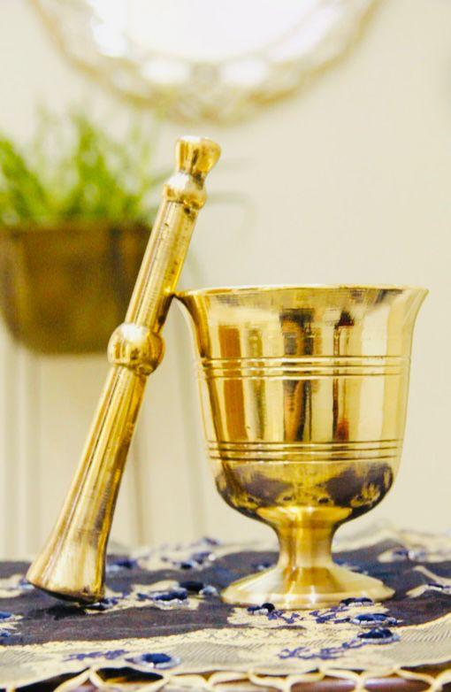 Brass Mortar and Pestle Set