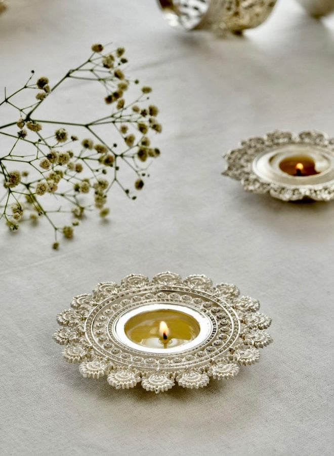 Casa Quesera Silver-Plated Sun Tealight Holder