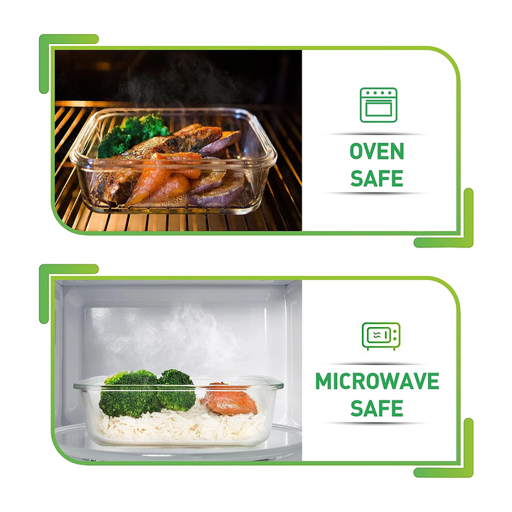 Glass Food Storage set of 5 food containers with lids- 1040ml