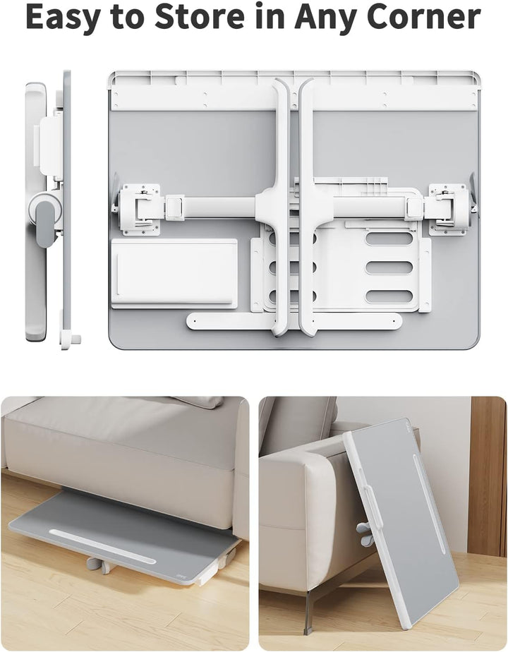 Saiji Foldable Laptop Table with Storage Drawer <br>(Grey, X-Large)