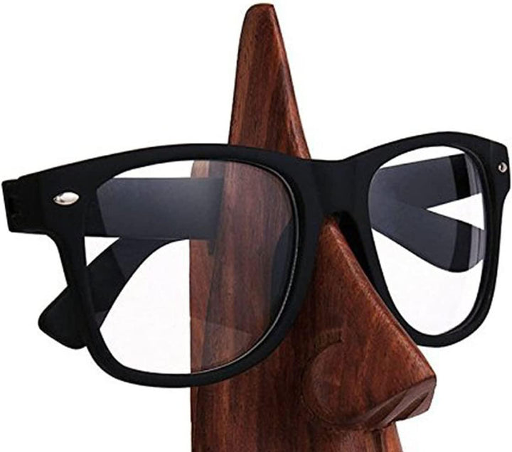 Classic Hand Made Sheesham Wood Nose Shaped Spectacle Display Holder Stand - QUESERA OFFICIAL