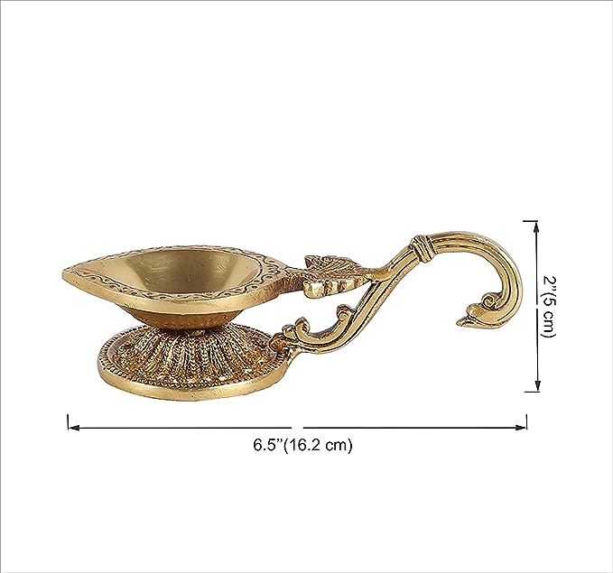 Brass Diya with Curved Handle