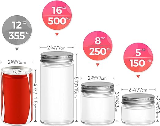 Mason Jars with Airtight Metal Regular Lids