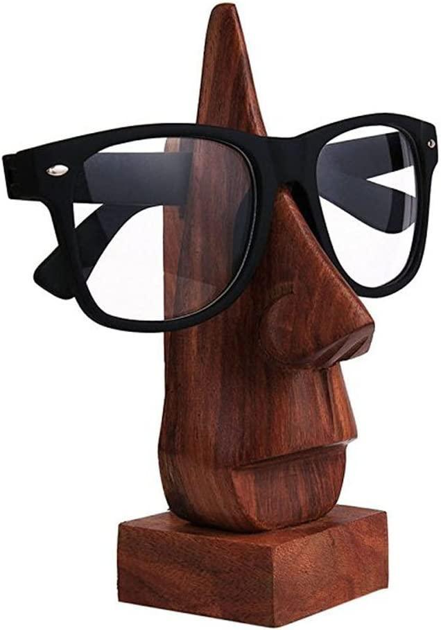 Classic Hand Made Sheesham Wood Nose Shaped Spectacle Display Holder Stand - QUESERA OFFICIAL