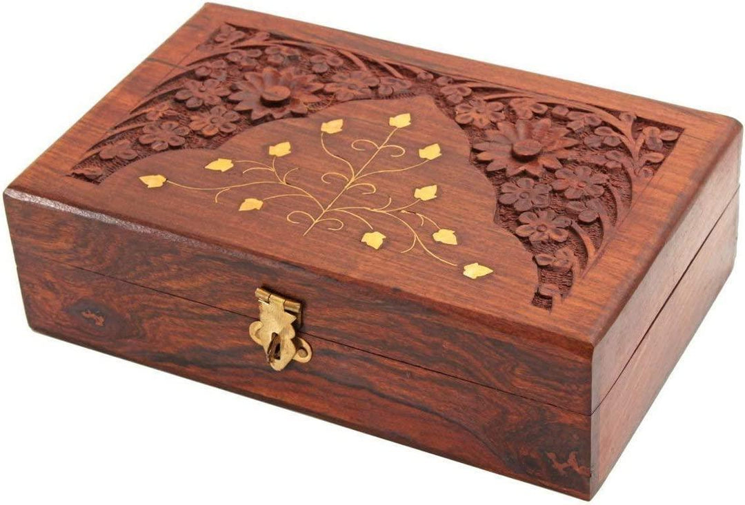 Hand Brass Filled Wooden Jewelry Box