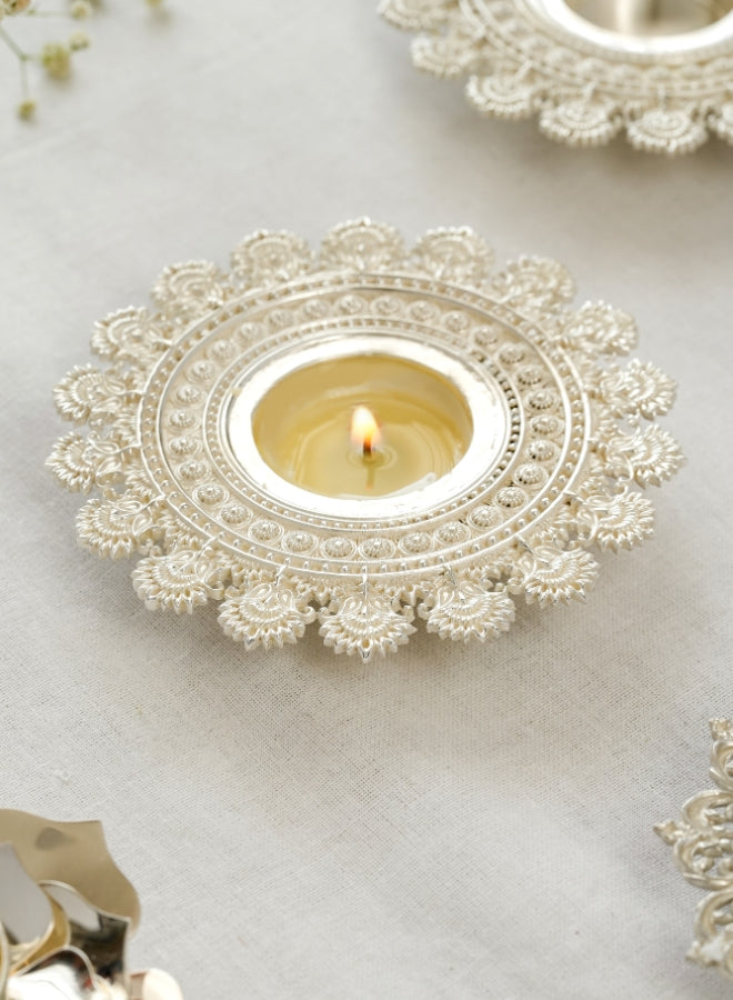Casa Quesera Silver-Plated Sun Tealight Holder