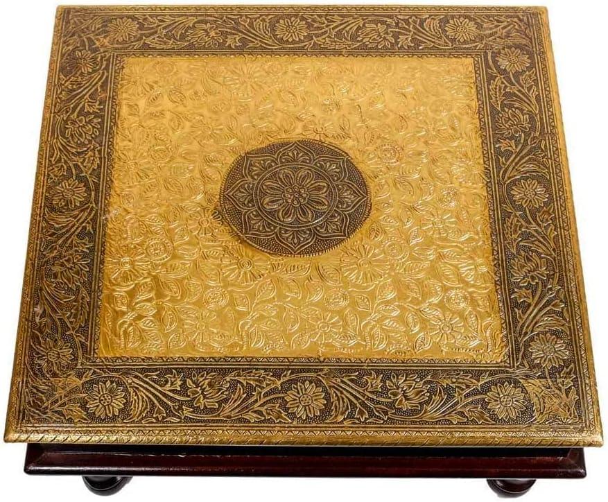 Wooden Brass Pooja Chowki