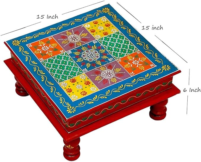 Multicolor Square Pooja Chowki