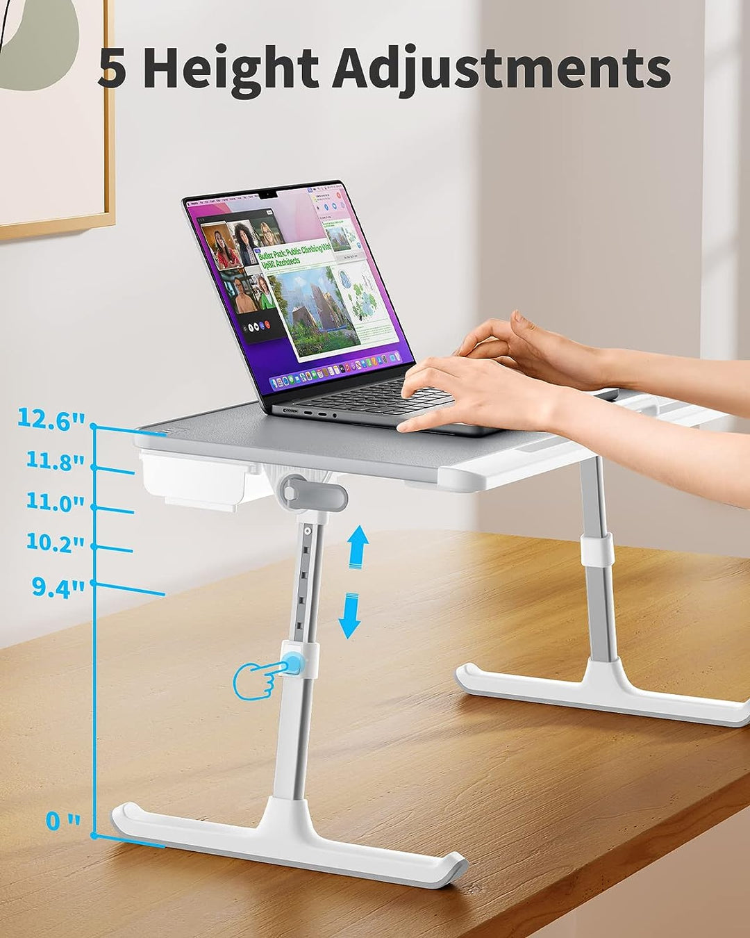 Saiji Foldable Lap Tablet Table for Sofa Couch Floor <br>(Gray,Large)