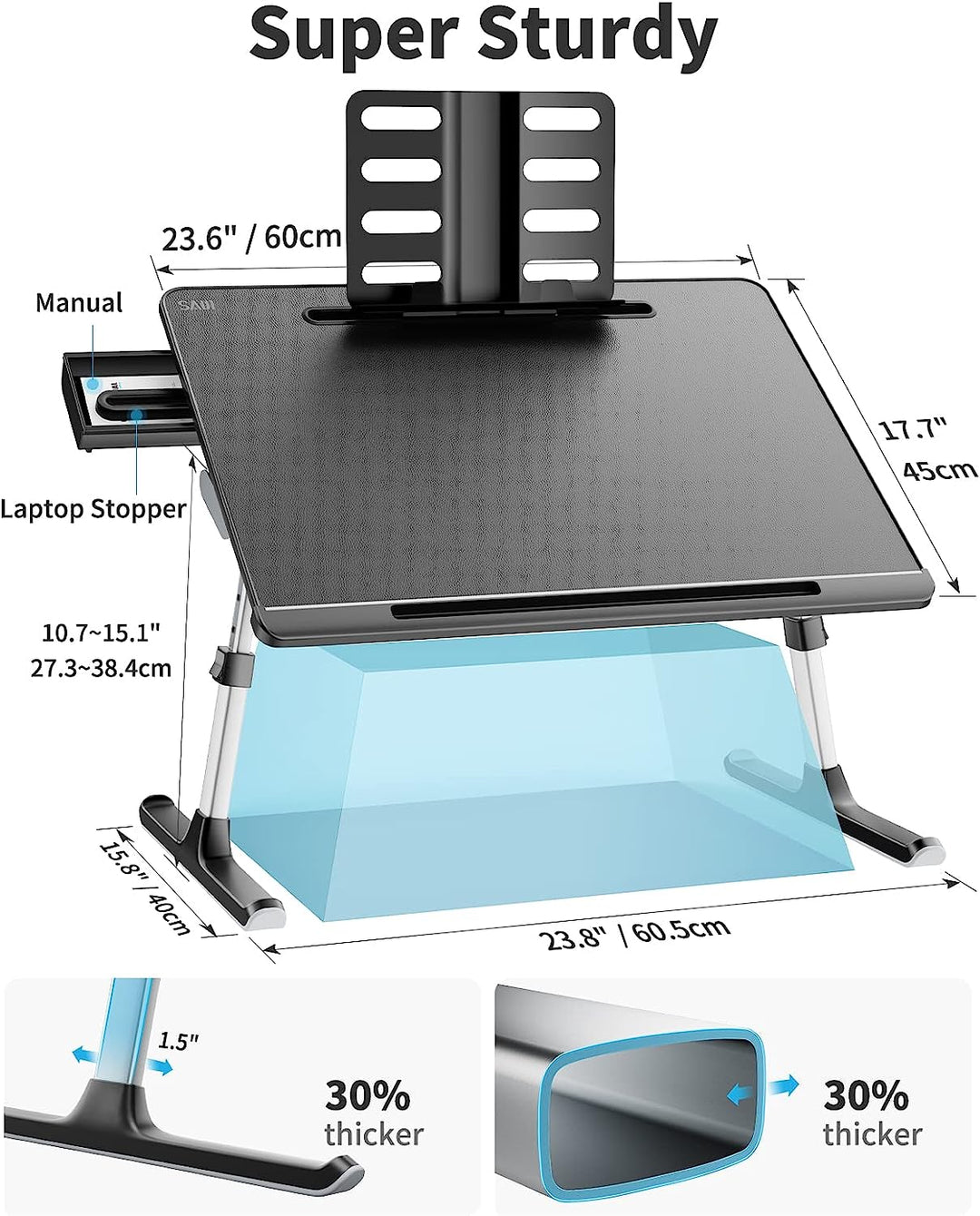 Saiji Foldable Stand with Storage Drawer <br>(X-Large,Black)