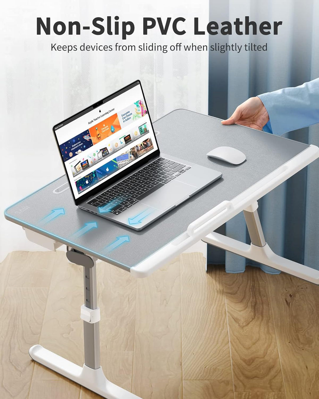 Saiji Foldable Laptop Table with Storage Drawer <br>(Grey, X-Large)