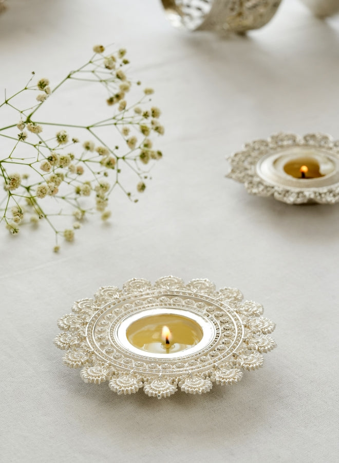 Casa Quesera Silver-Plated Sun Tealight Holder