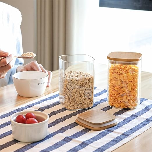 Airtight Glass Storage Canister with Wood Lid