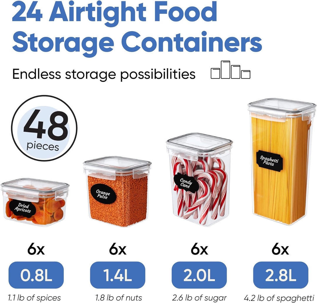 Airtight Plastic Canisters Set (Set of 24)