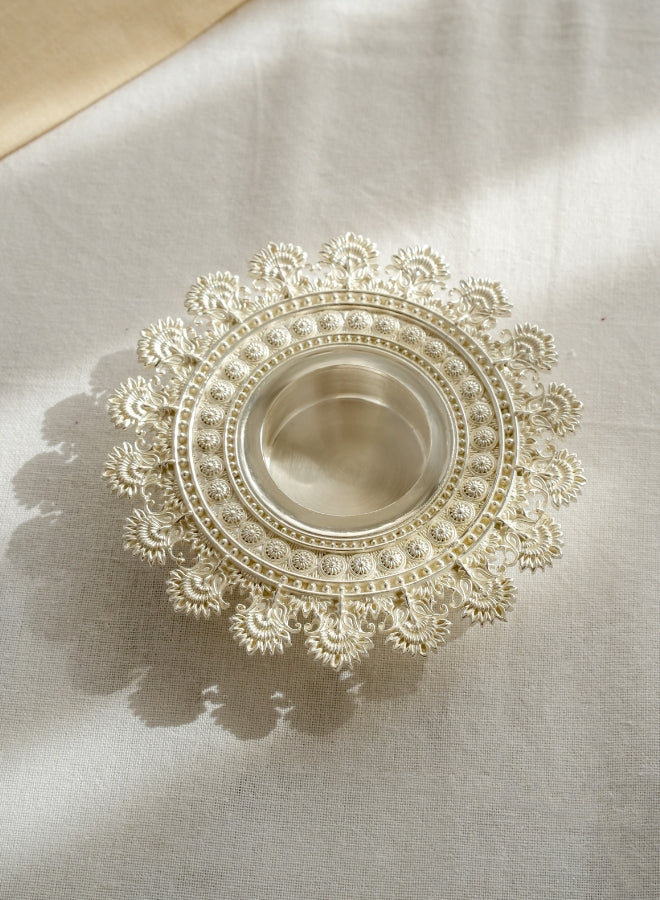 Casa Quesera Silver-Plated Sun Tealight Holder