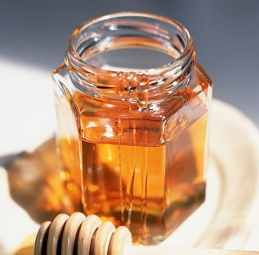 Mini Hexagon Honey Jars with Golden lids