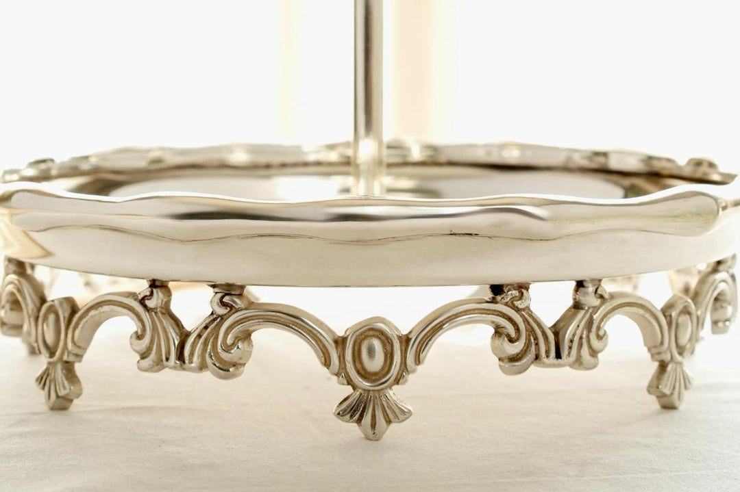 ANAQAT silver plated brass serving platter with legs